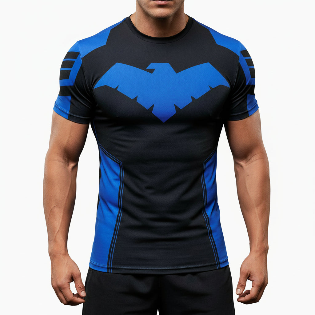 Nightwing 'Dick Grayson' Short Sleeve Dri-Fit Rashguard-RashGuardStore