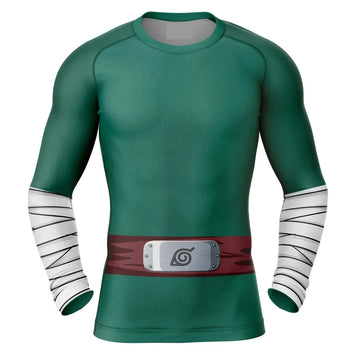 BJJ Rash Guard Kids Naruto 'Rock Lee' Long Sleeve Compression Rashguard
