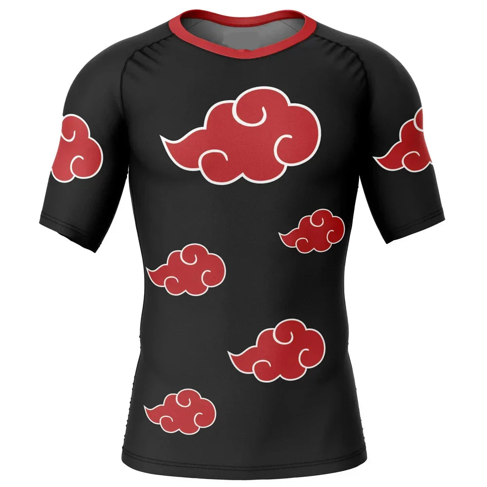 BJJ Rash Guard Kids Naruto 'Akatsuki Cloud' Short Sleeve Compression Rashguard