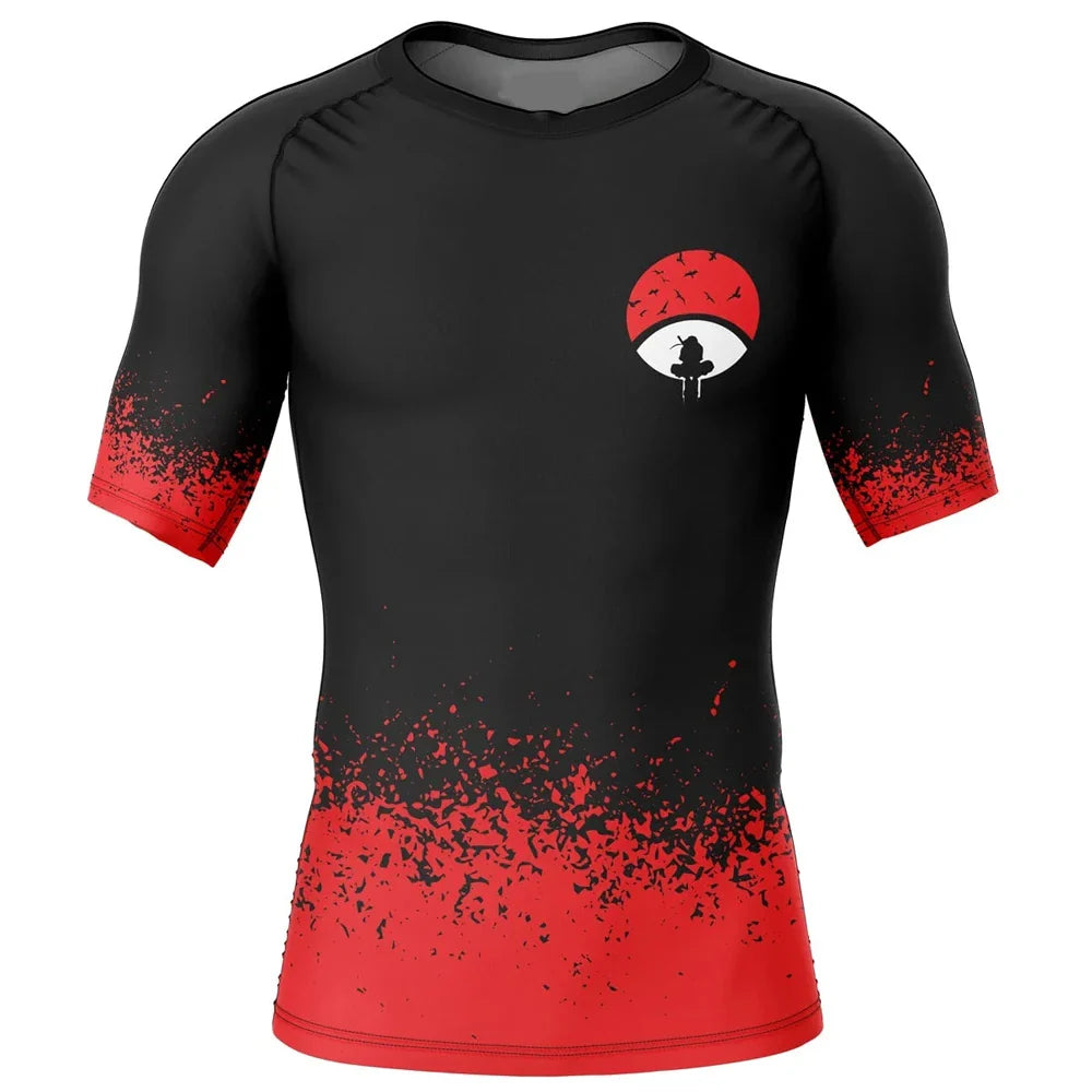 BJJ Rash Guard Naruto Sharingan Short Sleeve Compression