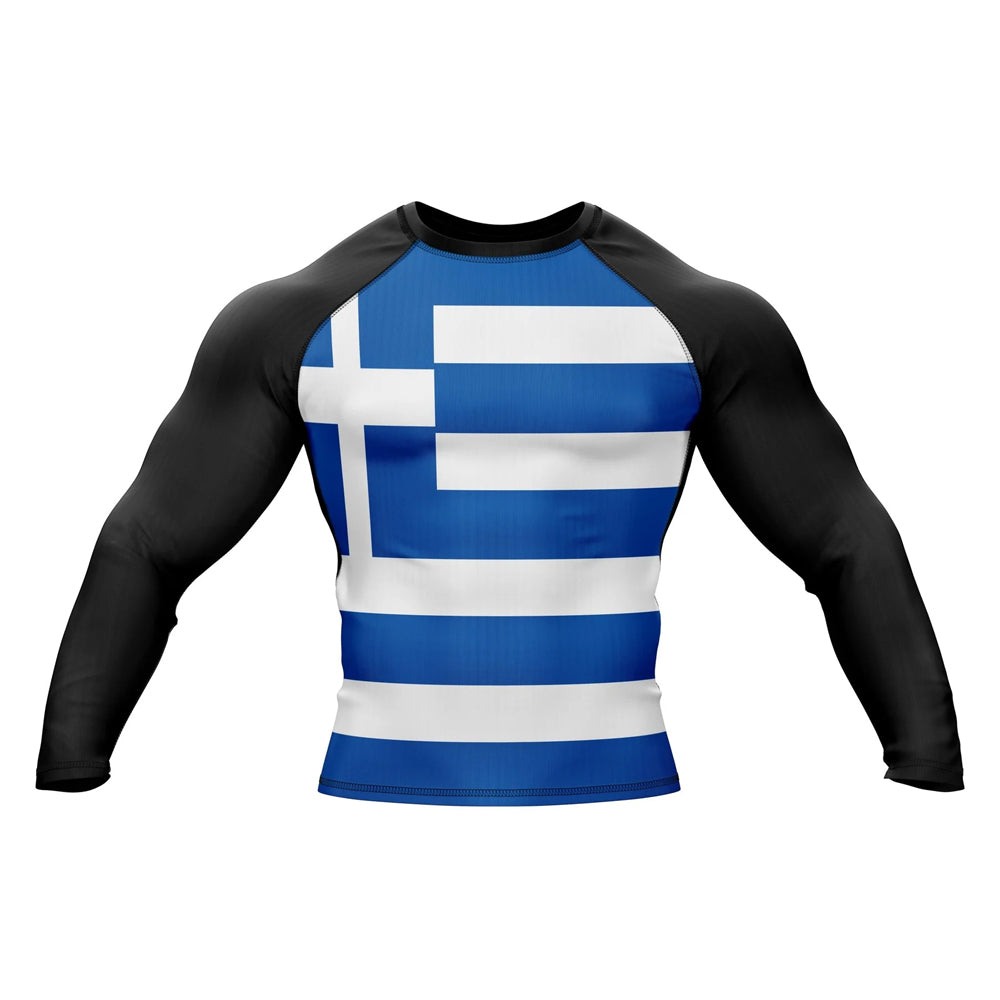 Greece Flag Long Sleeve Compression Rashguard