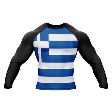 Greece Flag Long Sleeve Compression Rashguard