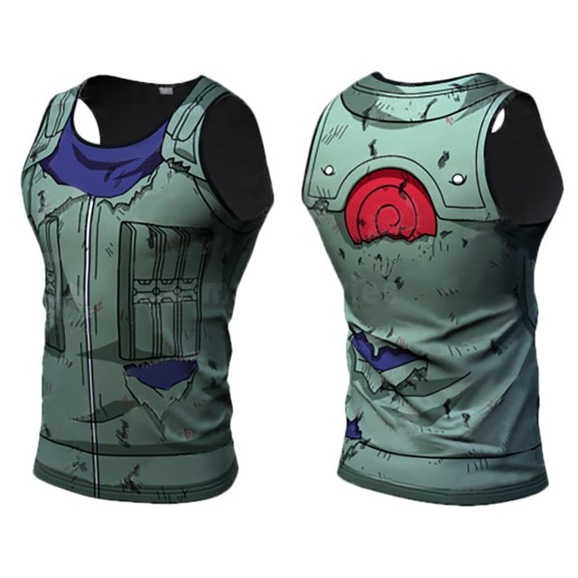 BJJ Rash Guard Men's Naruto Compression 'Battle Damaged Kakashi' Tank Top