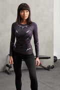 Black Panther Women's Compression Long Sleeve Rash Guard-RashGuardStore