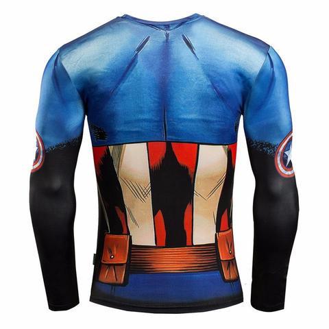 Captain America Animated Long Sleeve Compression Rash Guard-RashGuardStore