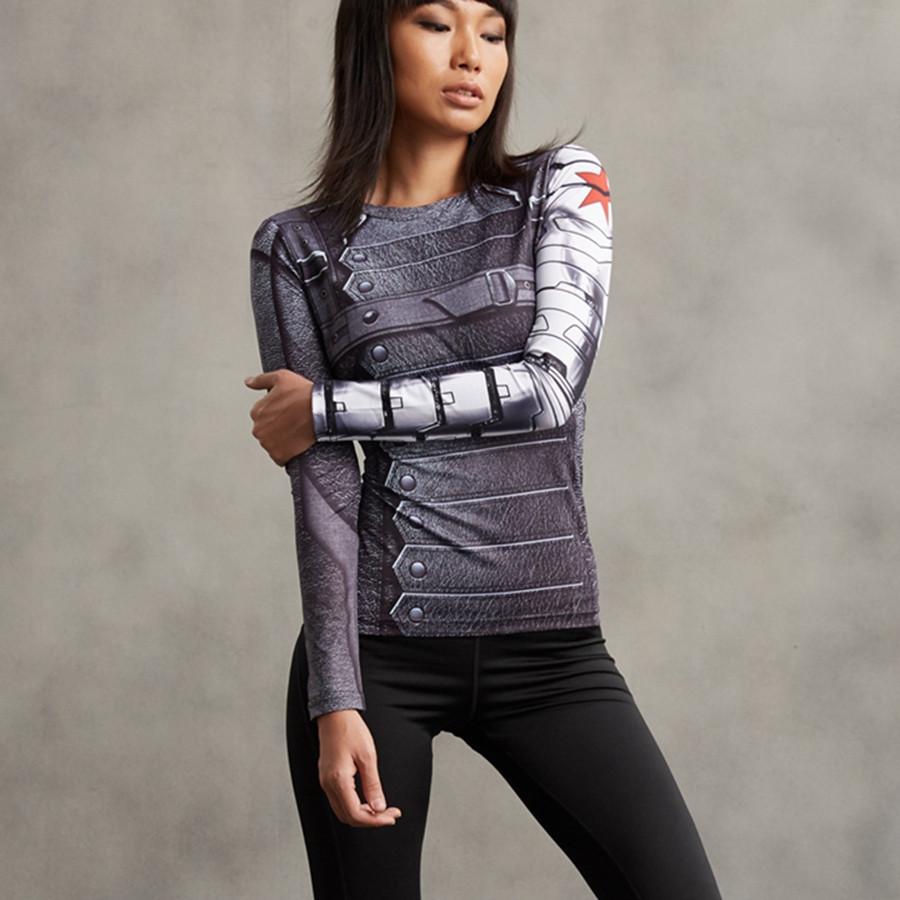 Captain America "Winter Soldier" Women's Long Sleeve Compression Rashguard-RashGuardStore
