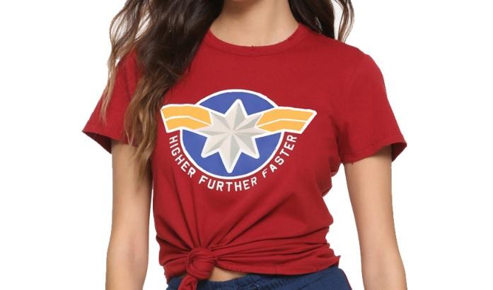 Carol Danvers Captain Marvel 'Higher Further Faster' T Shirt-RashGuardStore