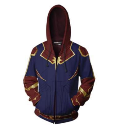 Carol Danvers Captain Marvel Zip Up Hoodie-RashGuardStore