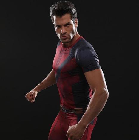Deadpool Short Sleeve Compression Rashguard-RashGuardStore
