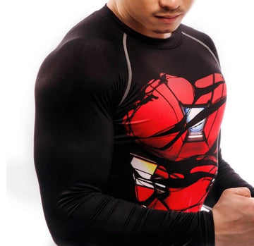 Iron Man "Mark XXXIII Hero Revealed" Black Long Sleeve Compression Rash Guard-RashGuardStore