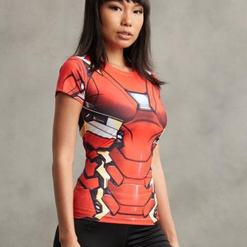 Iron Man Women's Compression Short Sleeve Rashguard-RashGuardStore