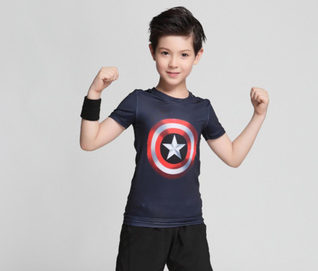 Kid's Captain America Shield Compression Rash Guard-RashGuardStore