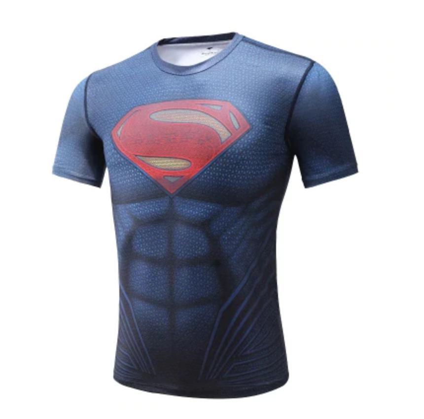 Kid's Superman "Man Of Steel" Compression Short Sleeve Rashguard-RashGuardStore