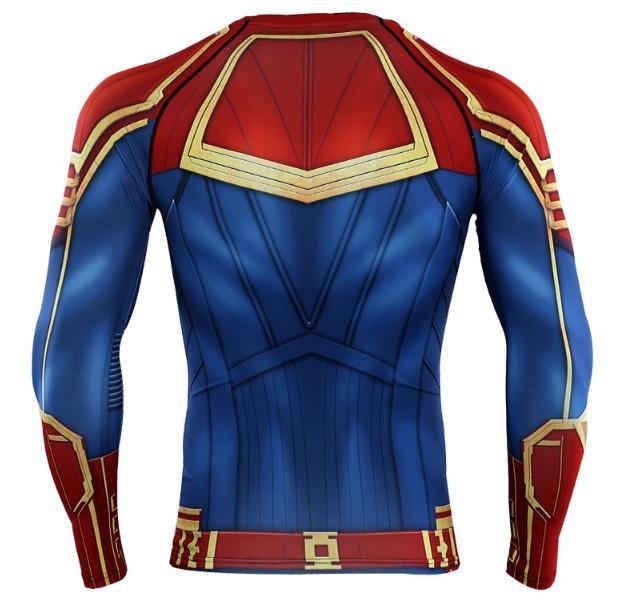 Men's Captain Marvel Carol Danvers Compression Long Sleeve Rashguard-RashGuardStore