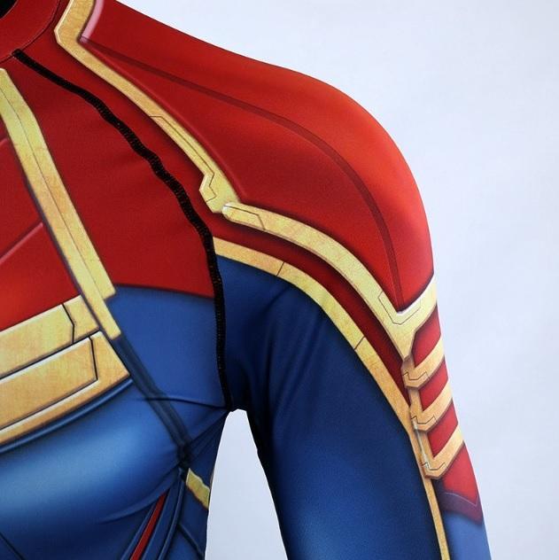 Carol Rash Men's Captain Marvel Carol Danvers Compression Long Sleeve Rashguard