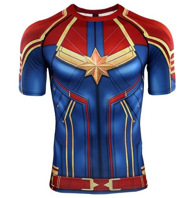Carol Rash Men's Captain Marvel Carol Danvers Compression Short Sleeve Rashguard