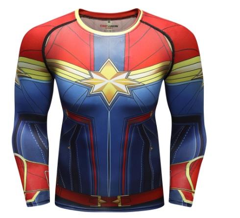 Men's Captain Marvel Premium Compression Short Sleeve Rashguard