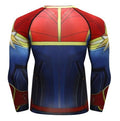 Men's Captain Marvel Carol Danvers Premium Compression Long Sleeve Rashguard-RashGuardStore