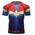 Men's Captain Marvel Carol Danvers Premium Compression Short Sleeve Rashguard-RashGuardStore