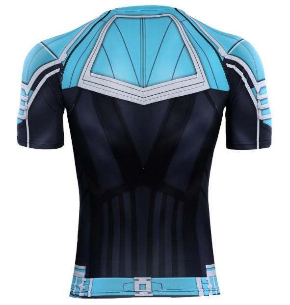 Men's Captain Marvel Carol Danvers 'Star Force' Green Kree Compression Short Sleeve Rashguard-RashGuardStore