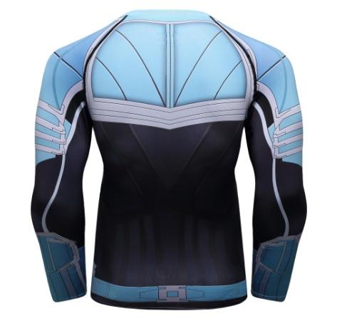Men's Captain Marvel Carol Danvers 'Star Force' Green Kree Premium Compression Long Sleeve Rashguard-RashGuardStore