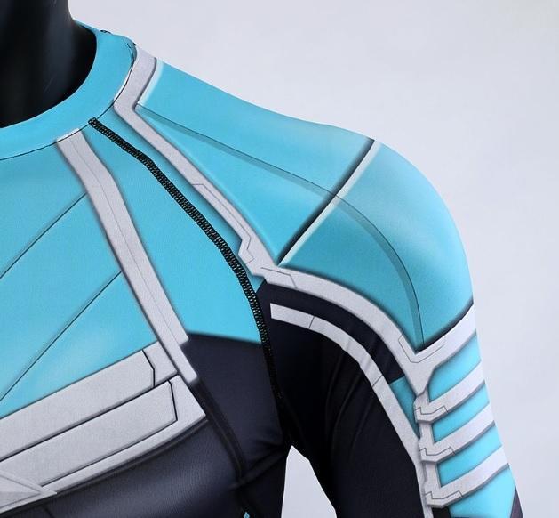 Men's Captain Marvel 'Star Force' Green Kree Compression Long Sleeve Rashguard-RashGuardStore