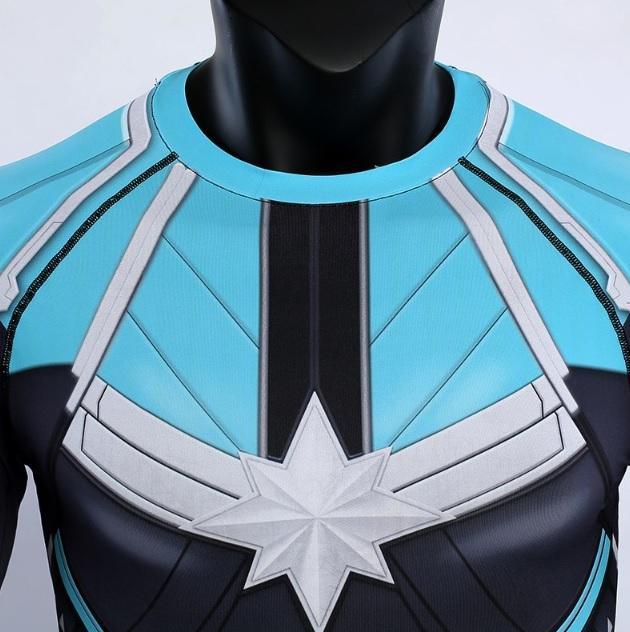 Men's Captain Marvel 'Star Force' Green Kree Compression Long Sleeve Rashguard-RashGuardStore