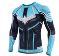 Men's Captain Marvel 'Star Force' Green Kree Compression Long Sleeve Rashguard-RashGuardStore
