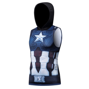Captain America Steve Rogers 'End Game' Hooded Tank Top Compression Rash Guard