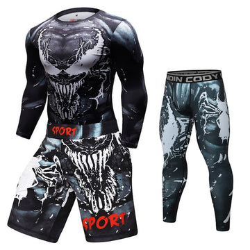 Venum Compression 'Sheer Carnage' Elite Long Sleeve Rashguard Shorts Set