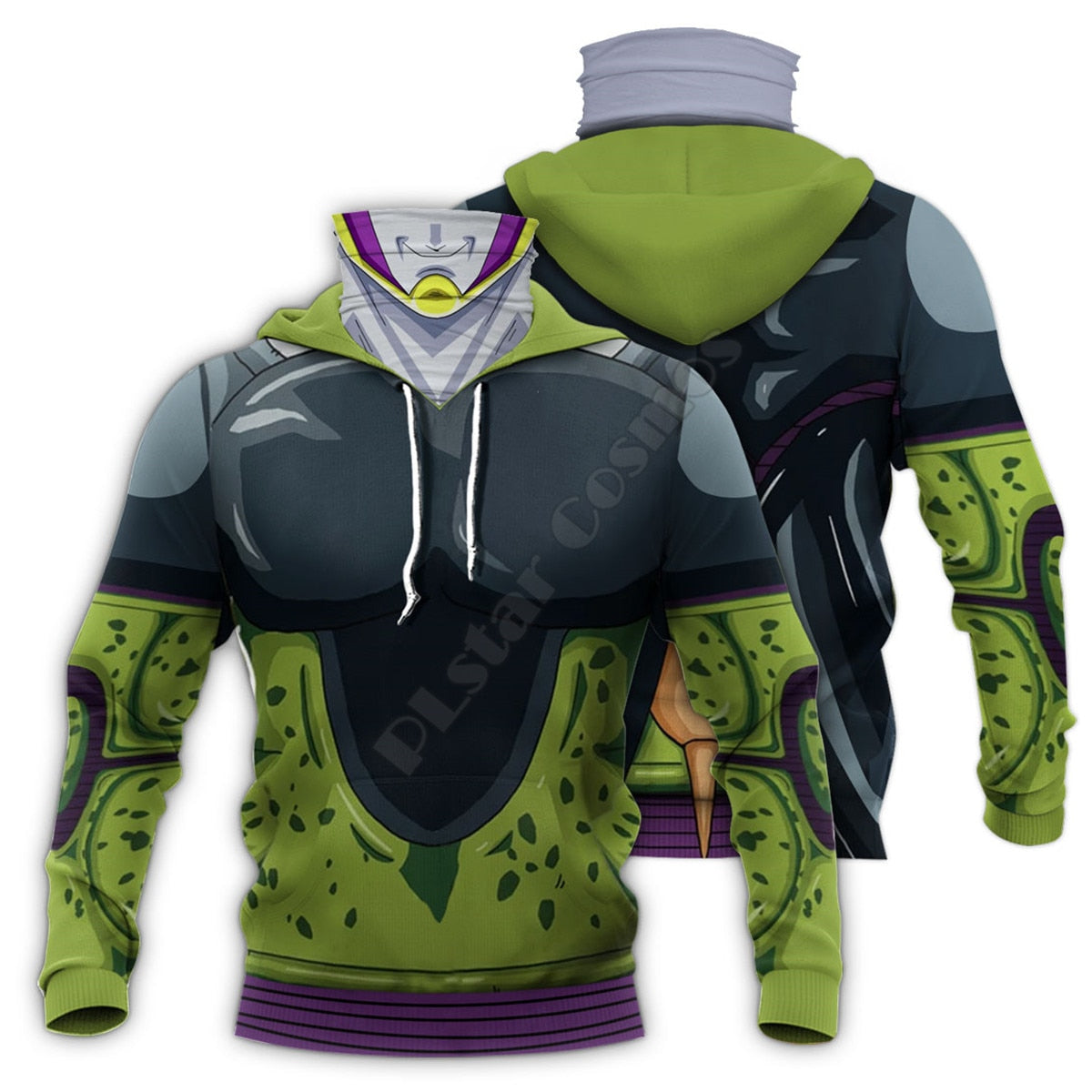 Dragon Ball Z 'Perfect Cell' Pullover Hoodie with Pull-Up Neck