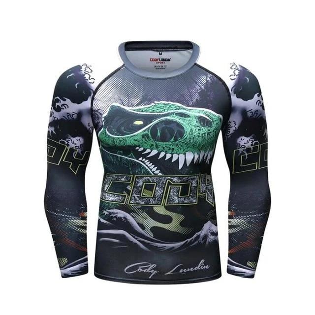 Aturustex Rash Guard T Rex Compression Elite Long Sleeve Rashguard for Athletes