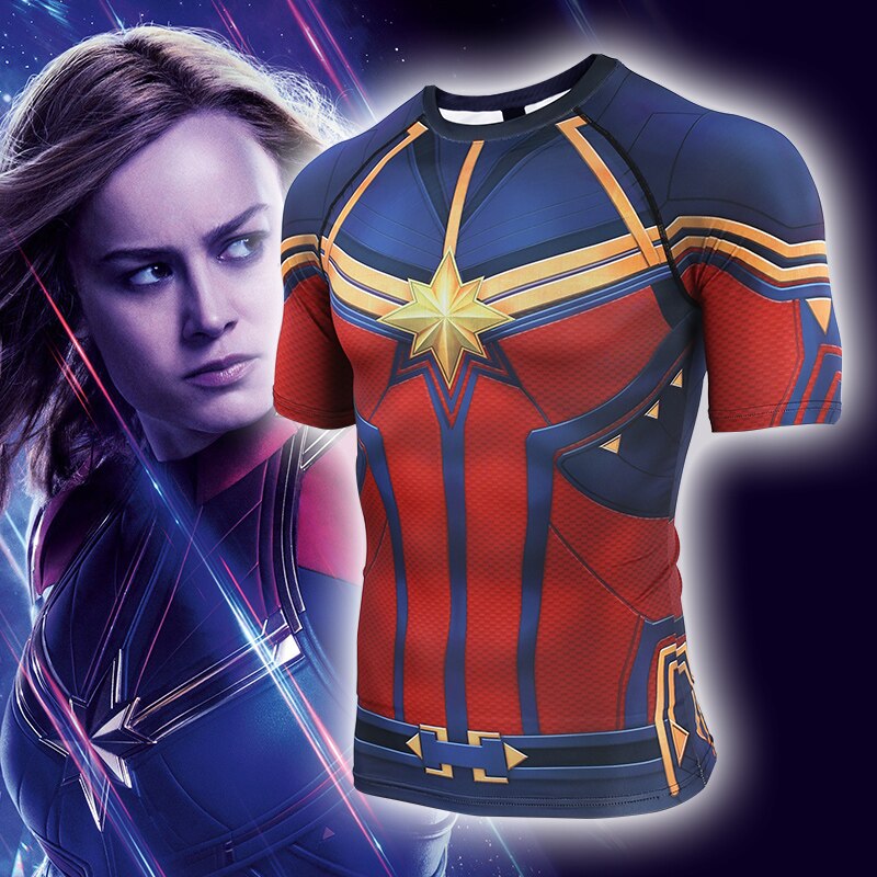 Men's Captain Marvel Compression 'End Game' Short Sleeve Rashguard