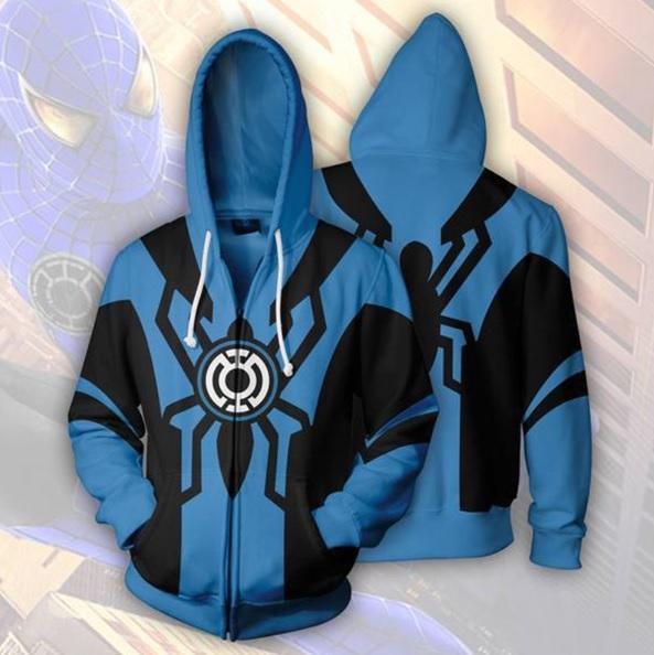 Spiderman 'Blue Lantern' Zip Up Hoodie-RashGuardStore