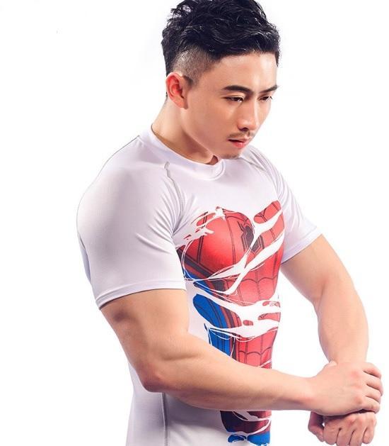 Spiderman Classic White 'Hero Revealed' Compression Short Sleeve Rashguard-RashGuardStore