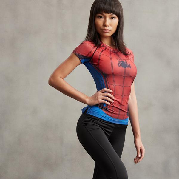 Spiderman "Classic" Women's Compression Short Sleeve Rashguard-RashGuardStore