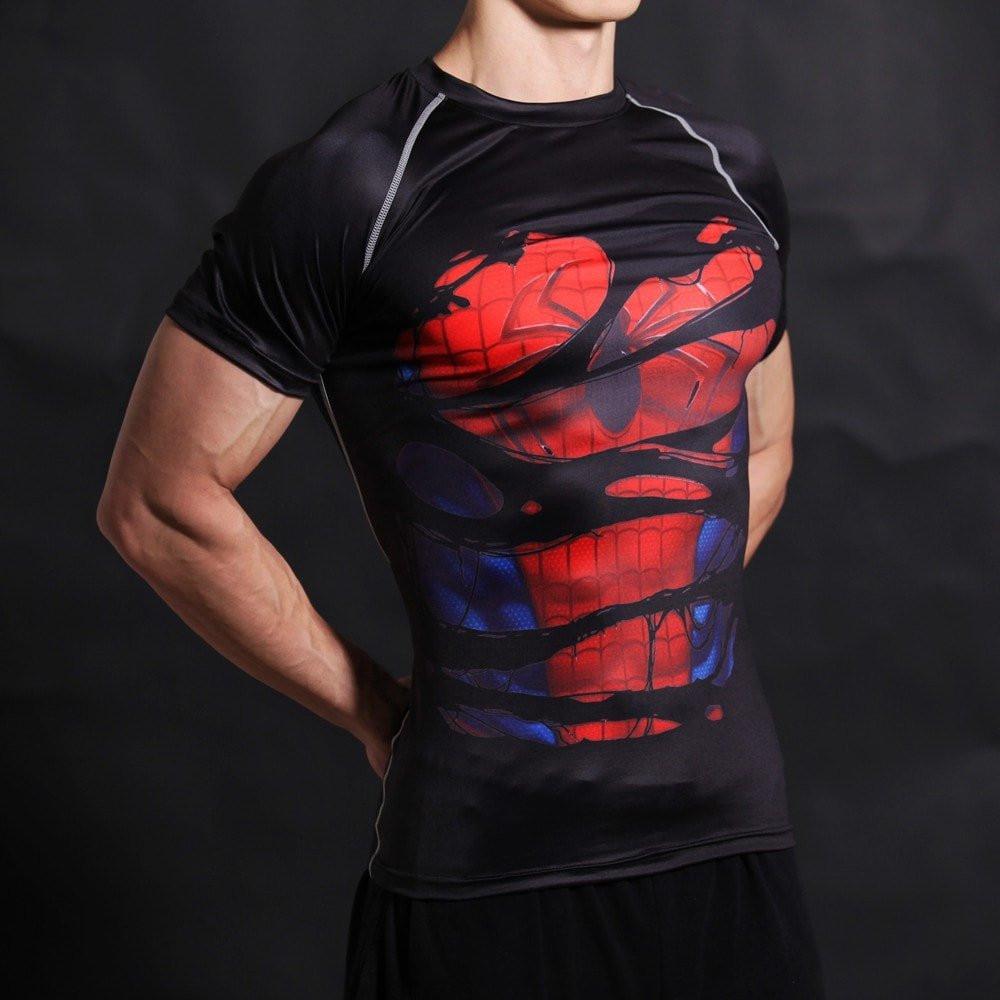 Spiderman "Hero Revealed" Black Compression Rash Guard-RashGuardStore