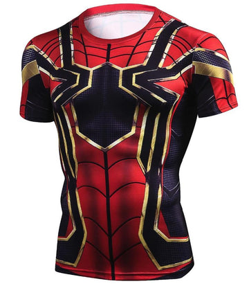 Spiderman "Iron Spider" Compression Short Sleeve Rashguard-RashGuardStore
