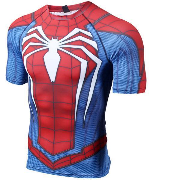 Spiderman "PS4 Advanced Suit" Compression Short Sleeve Rashguard-RashGuardStore