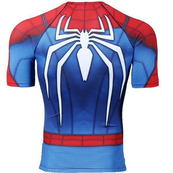 Spiderman "PS4 Advanced Suit" Compression Short Sleeve Rashguard-RashGuardStore