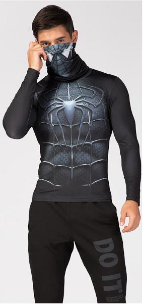 Spiderman "Spiderman 3" Long Sleeve Compression High Collar Rashguard-RashGuardStore