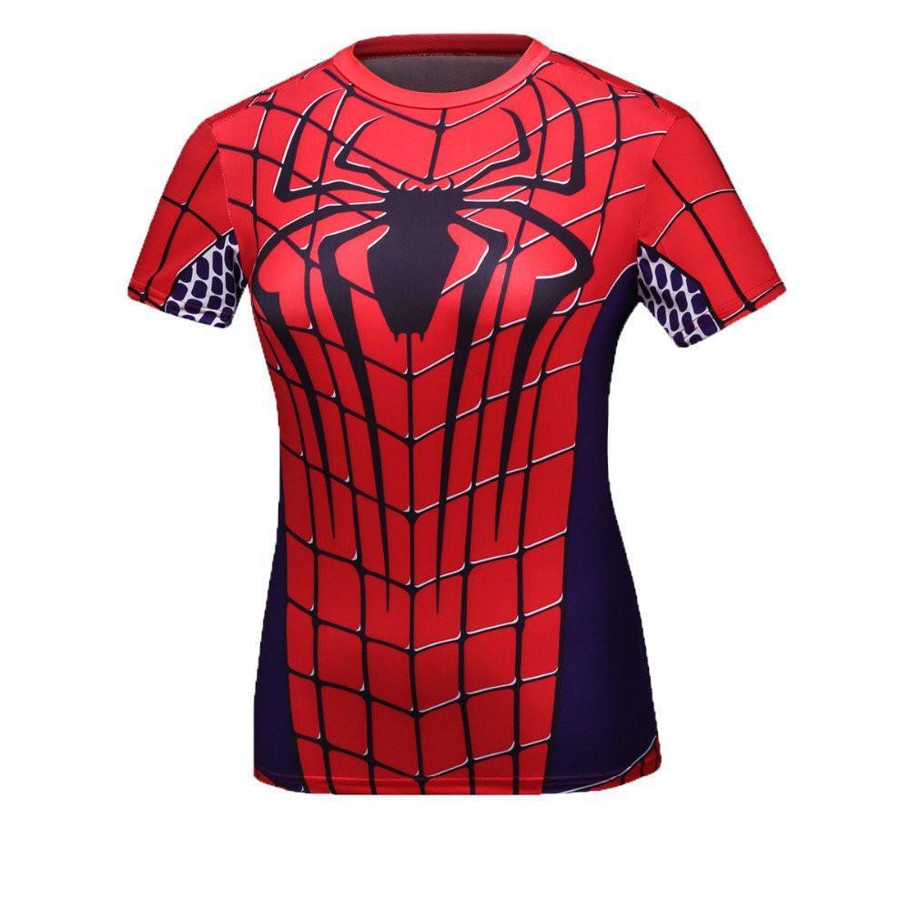 Spiderman Women's Compression Short Sleeve Rash Guard-RashGuardStore