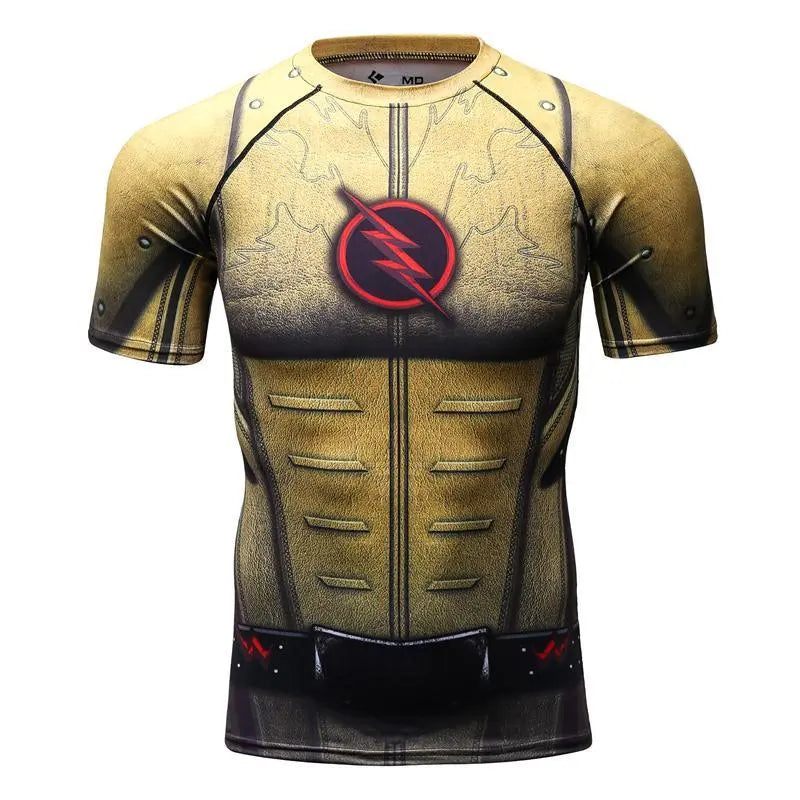 The Flash Compression Rashguard Short Sleeve Reverse/Dark/Red-RashGuardStore