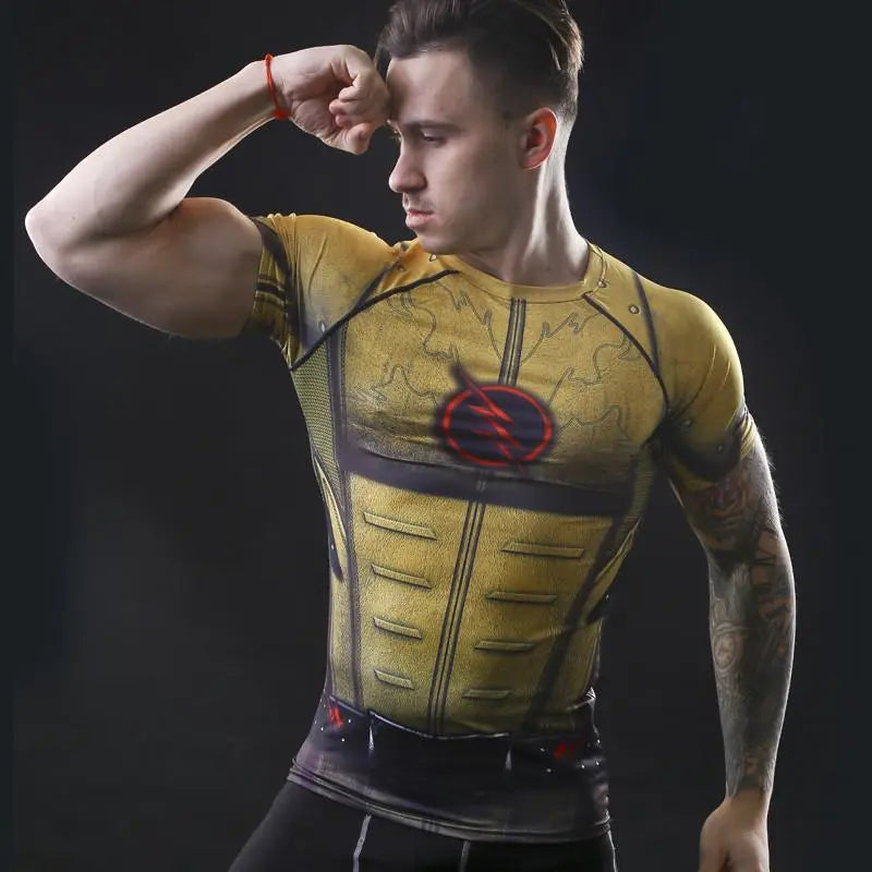 The Flash Compression Rashguard Short Sleeve Reverse/Dark/Red-RashGuardStore