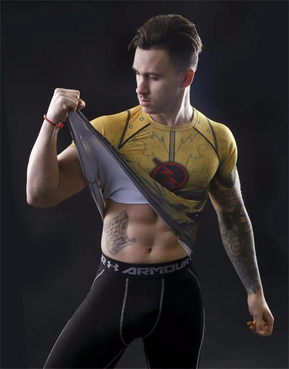 The Flash Compression Rashguard Short Sleeve Reverse/Dark/Red-RashGuardStore