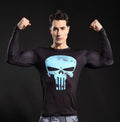 The Punisher 'Blue Skull' Long Sleeve Compression Rashguard-RashGuardStore