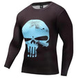 The Punisher 'Blue Skull' Long Sleeve Compression Rashguard-RashGuardStore