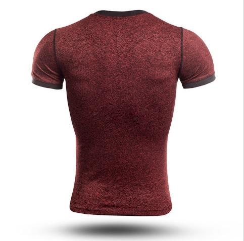 Red Color Rusher Shoulder The Punisher 'Heathered' Wine Red Short Sleeve Compression Rashguard