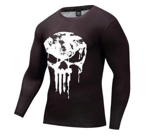 The Punisher 'Melting Skull' Long Sleeve Compression Rashguard-RashGuardStore