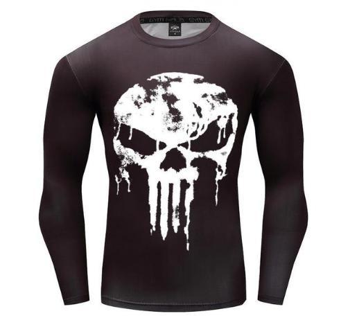 The Punisher 'Melting Skull' Long Sleeve Compression Rashguard-RashGuardStore